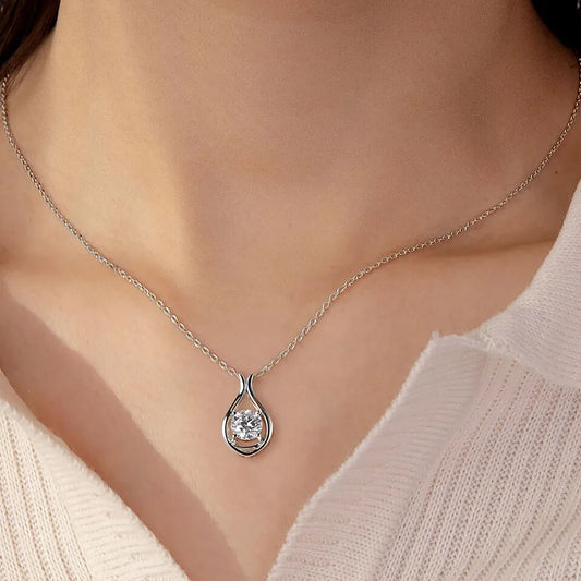2 Carat Moissanite 925 Sterling Silver Pendant Necklace