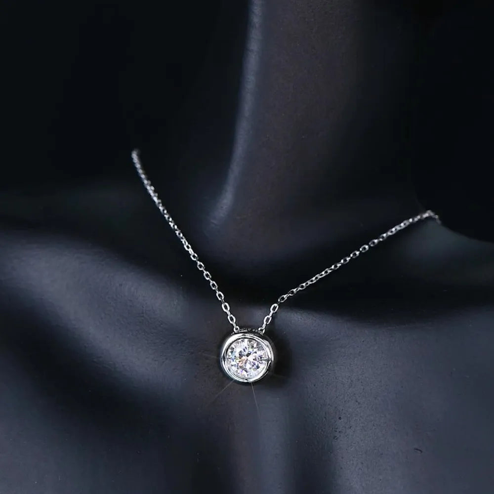 1 Carat Moissanite 925 Sterling Silver Necklace
